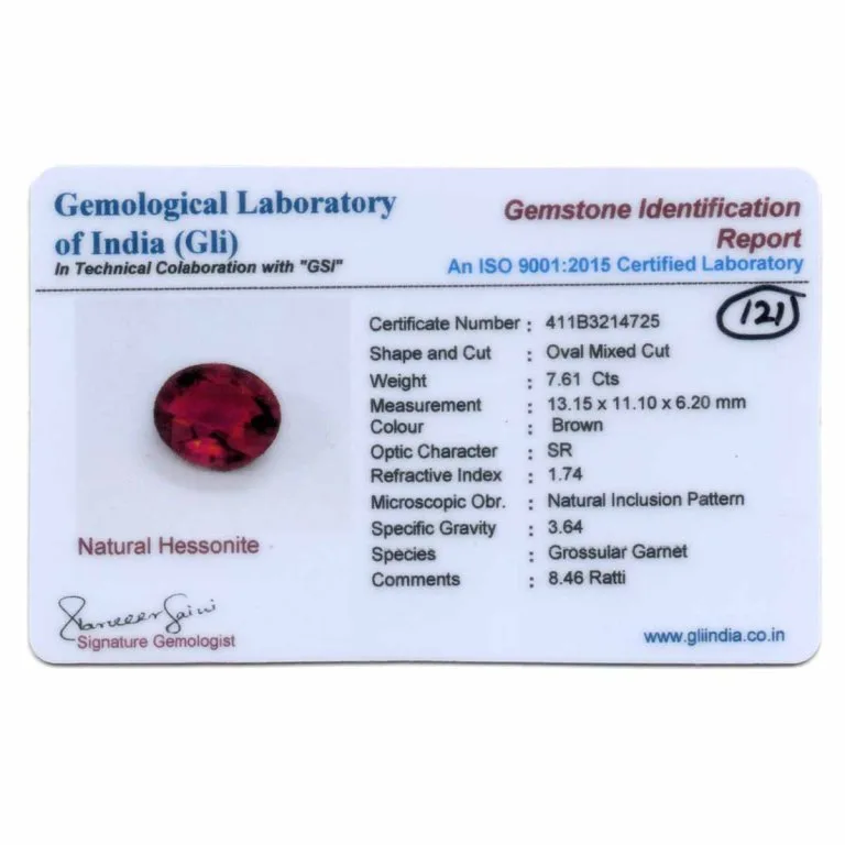 7.61 Carats Hessonite Garnet ( 8.46 Ratti Gomed ) 4