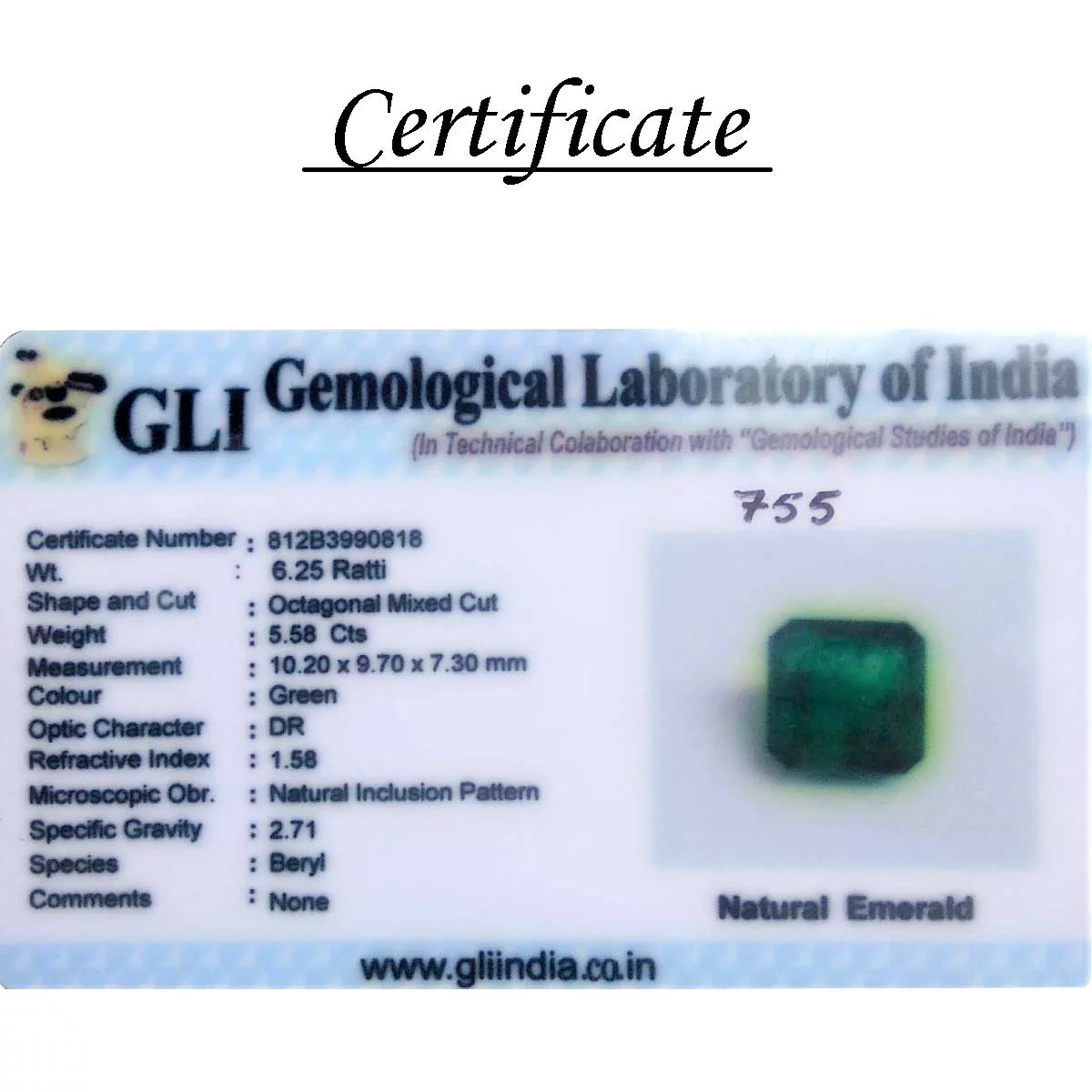 5.58 Carats Emerald ( 6.2 Ratti Panna ) 3