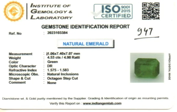 4.53 Carats Emerald ( 4.98 Ratti Panna ) 3