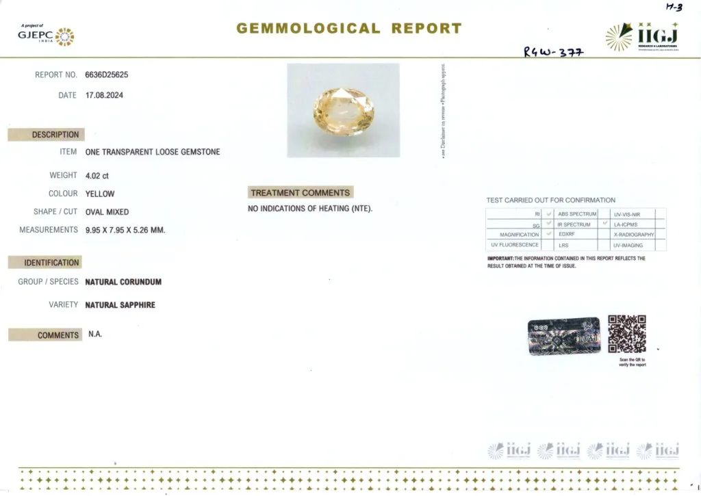 4.02 Carats Yellow Sapphire ( 4.47 Ratti Pukhraj ) 3