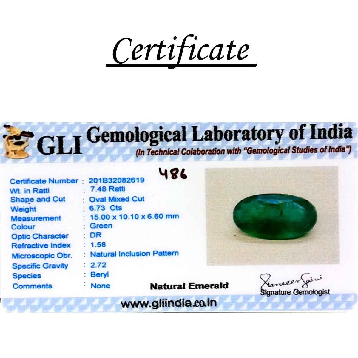 6.73 Carats Emerald ( 7.48 Ratti Panna ) - Rajendra's Gems World ...