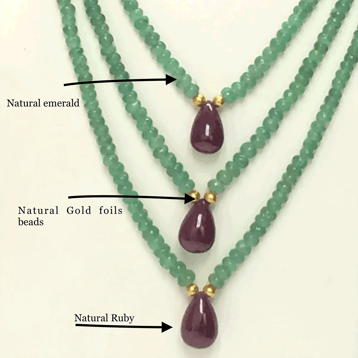 Lab Certified Emerald Ruby Necklace with Gold Foil Beads ( Panna Manak Mala ) 2