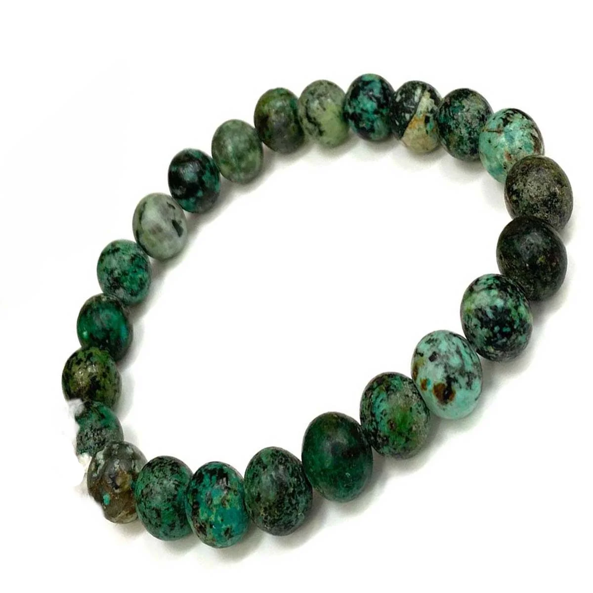 African Turquoise 8mm Gemstone Natural Beaded Unisex Bracelet