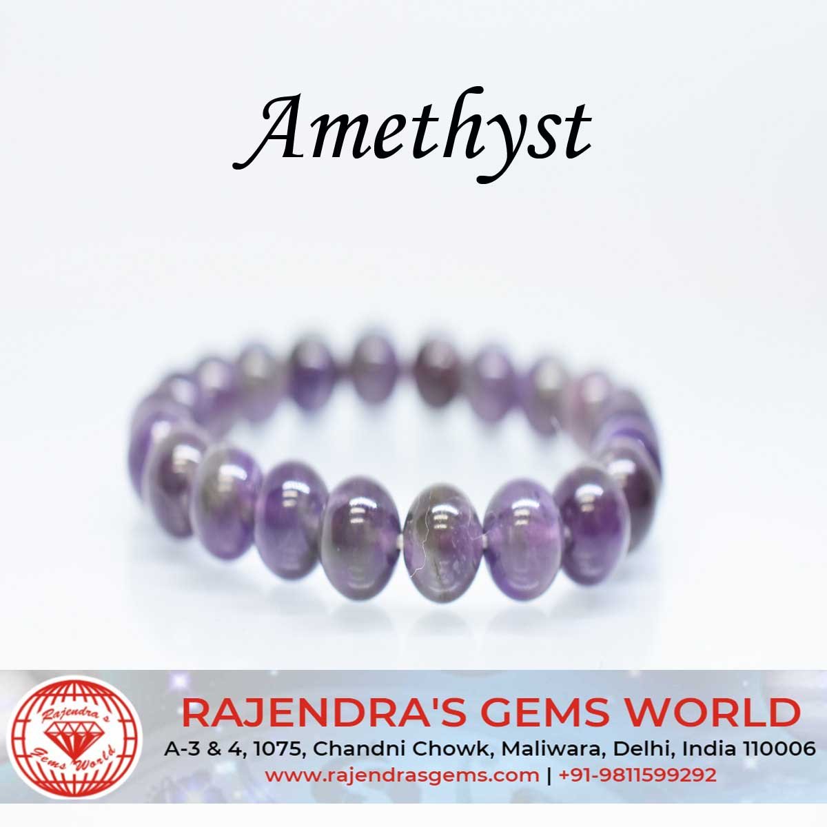 Natural Amethyst Gemstone Bracelet  Parthpooja