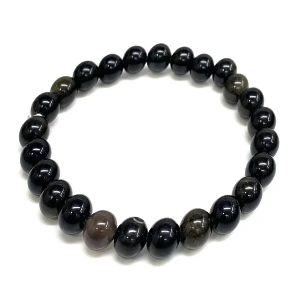 Handmade Golden Obsidian Gemstone 8mm Round Beads Bracelet