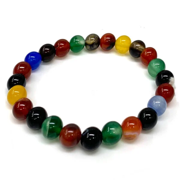 Multi Onyx Stylish Gemstone Round Beaded Bracelet For Men & Women