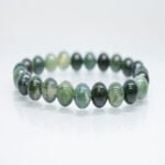 Natural Moss Agate Genuine Simple Design Stretch Bracelet