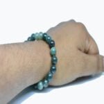 Natural Moss Agate Genuine Simple Design Stretch Bracelet