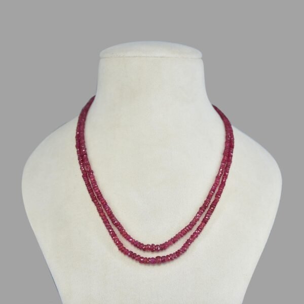 Natural and Certified Ruby Beads Necklace ( 2 Lines Pink )