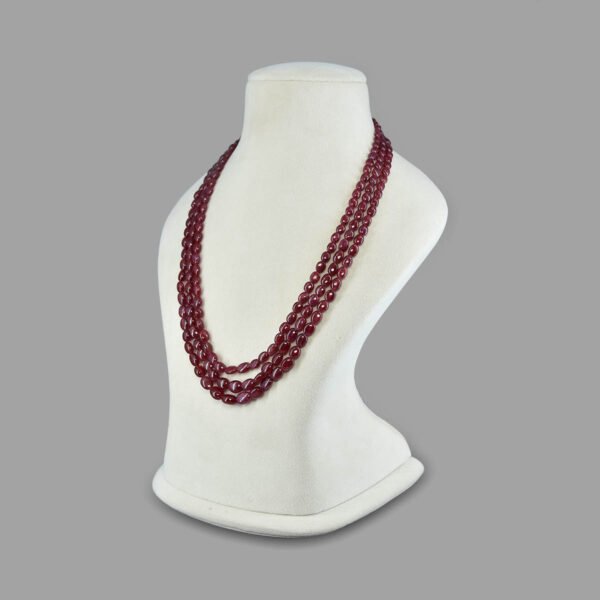 Natural and Certified Ruby Beads Necklace Mala ( 3 Lines Pink )