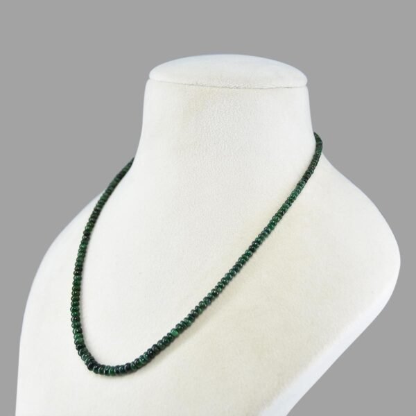 Original Emeralds Plain Beads Necklace Mala ( Single Line Green )