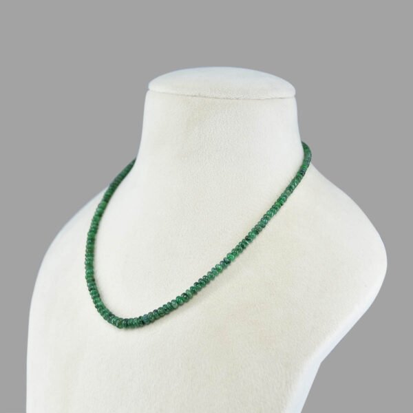 Original Emeralds Plain Beads Necklace Mala ( Single Line Green )