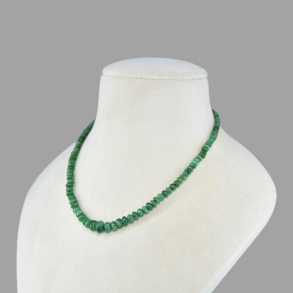 Original Emeralds Plain Beads Necklace Mala ( Single Line Green )