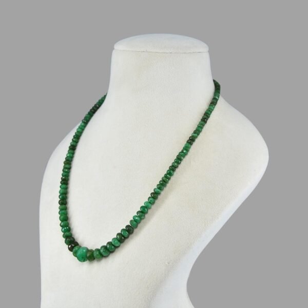 Original Emeralds Plain Beads Necklace Mala ( Single Line Green )