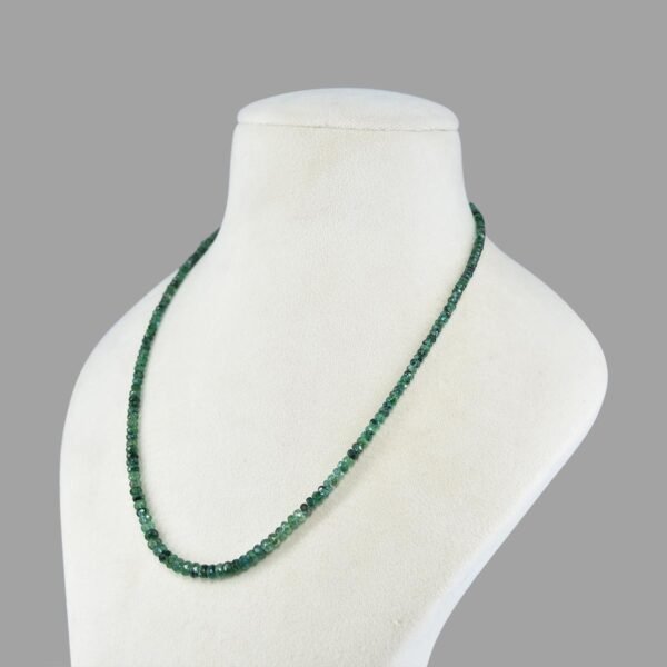 Certified Emeralds Cut Beads Necklace Mala ( Single Line Green )