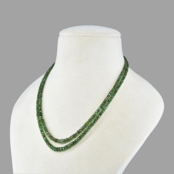 Certified Emeralds Cut Beads Necklace Mala ( Double Lines Green )