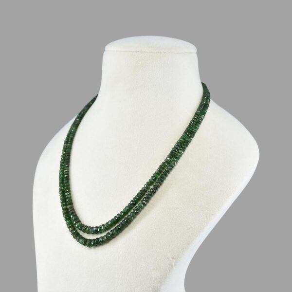 Certified Emeralds Cut Beads Necklace Mala ( Double Lines Green )