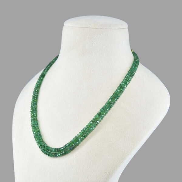 Certified Emeralds Cut Beads Necklace Mala ( Double Lines Green )