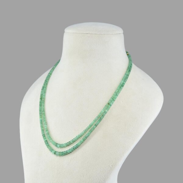 Natural Emeralds Plain Beads Necklace Mala ( Double Lines Green )