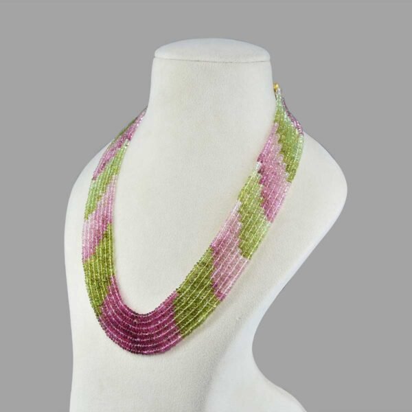 Natural Multi Tourmaline Beaded Necklace ( 7 Lines Multi Colour )