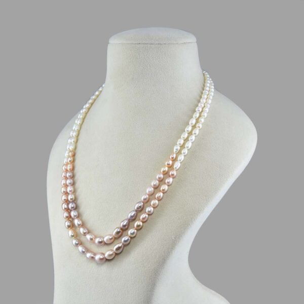 Natural Oval Graded Beads Necklace ( 2 Lines Shaded )