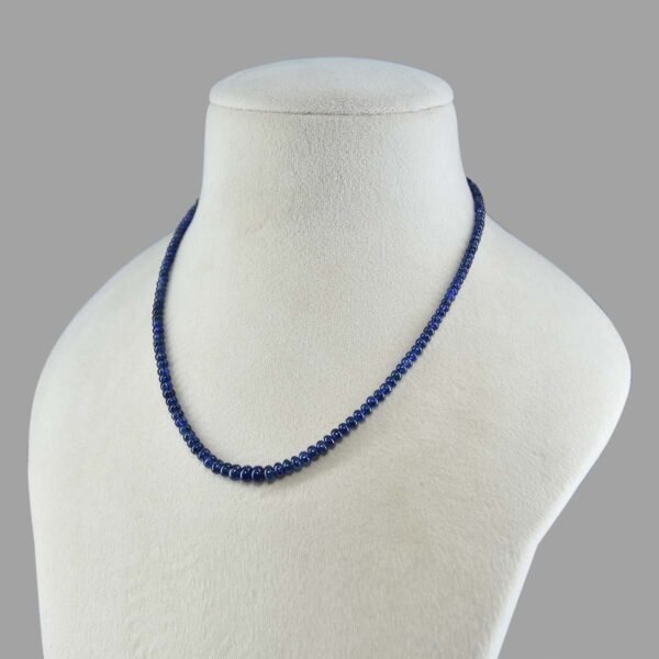 Natural Blue Sapphire Plain Beads Necklace Mala ( Single Line Blue )