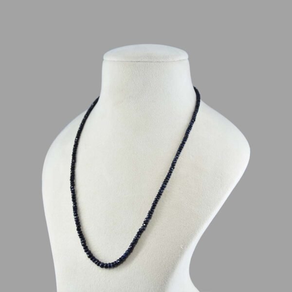 Natural Blue Sapphire Cut Beads Necklace Mala ( Single Line Blue )