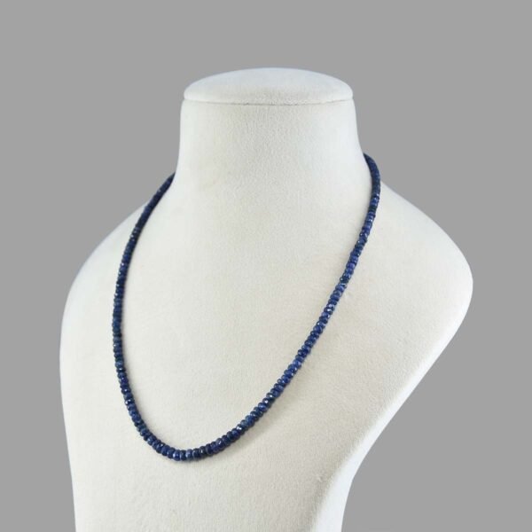 Natural Blue Sapphire Cut Beads Necklace Mala ( Single Line Blue )