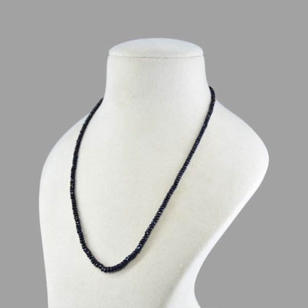 Natural Blue Sapphire Cut Beads Necklace Mala ( Single Line Blue )