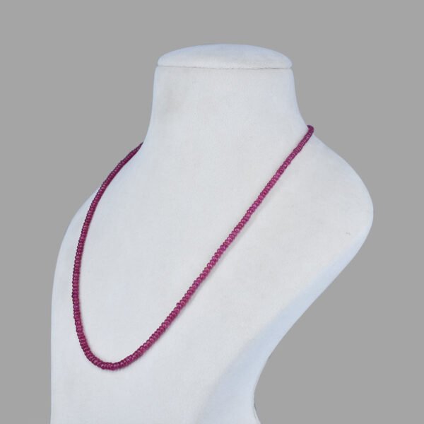 Natural Round Ruby Beads Necklace Mala ( Single Line Pinkish Red )