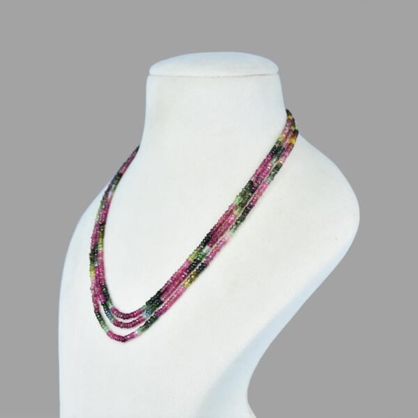 Certified Tourmaline Beads Necklace Mala ( 3 Lines Multi Colour )