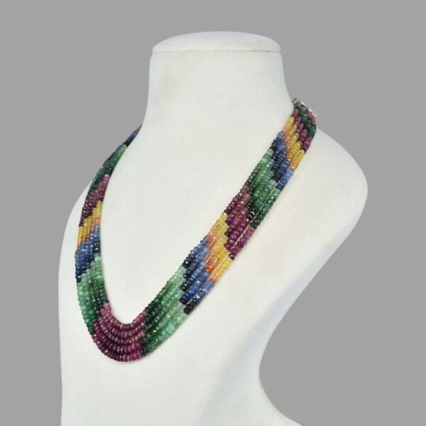 Rainbow Beads Necklace Mala ( 5 Lines Multi Colour )