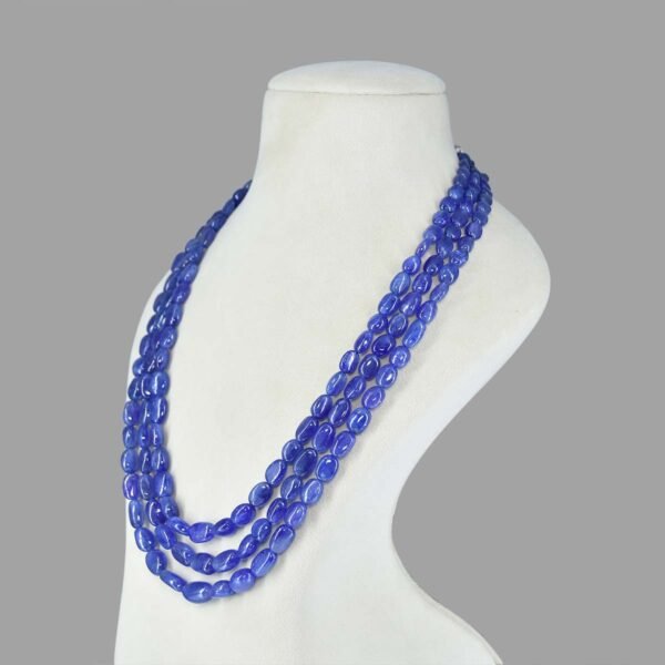 Real Tanzanite Beads Necklace ( 3 Lines Blue )