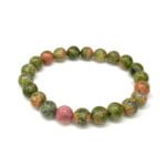 Unakite 8mm Gemstone Natural Beaded Unisex Bracelet