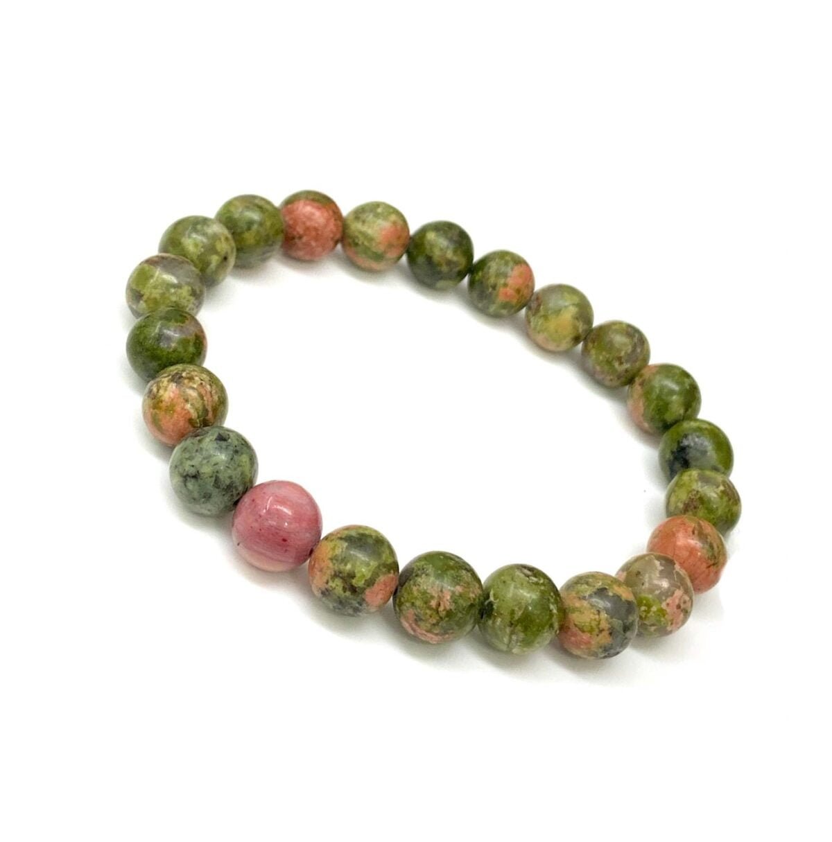 Unakite 8mm Gemstone Natural Beaded Unisex Bracelet