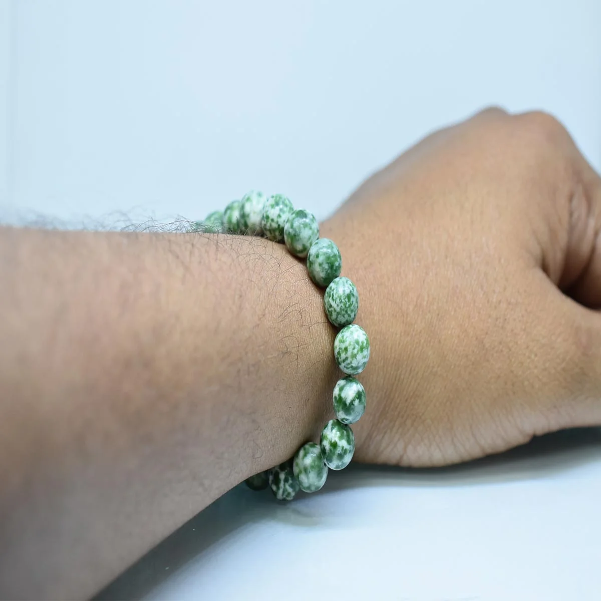 White & Green Jasper Gemstone Beaded Healing Bracelet For Youngsters